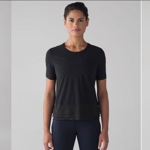 Lululemon sole training black mesh polka dot shirt